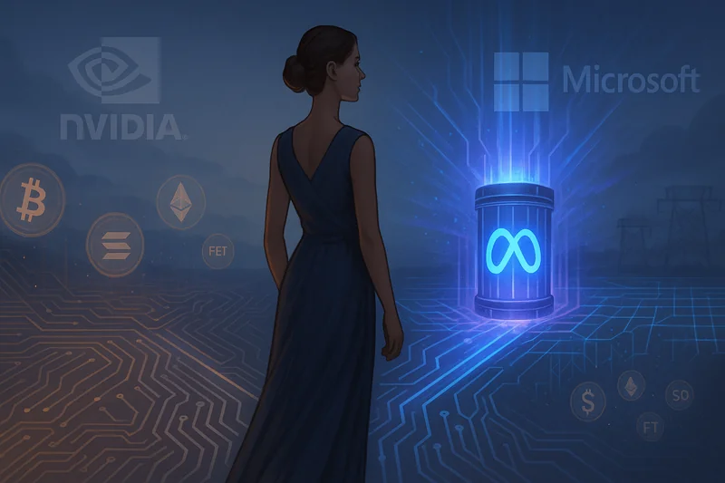 Female figure at crossroads symbolizing tech sector rotation and investment shifts