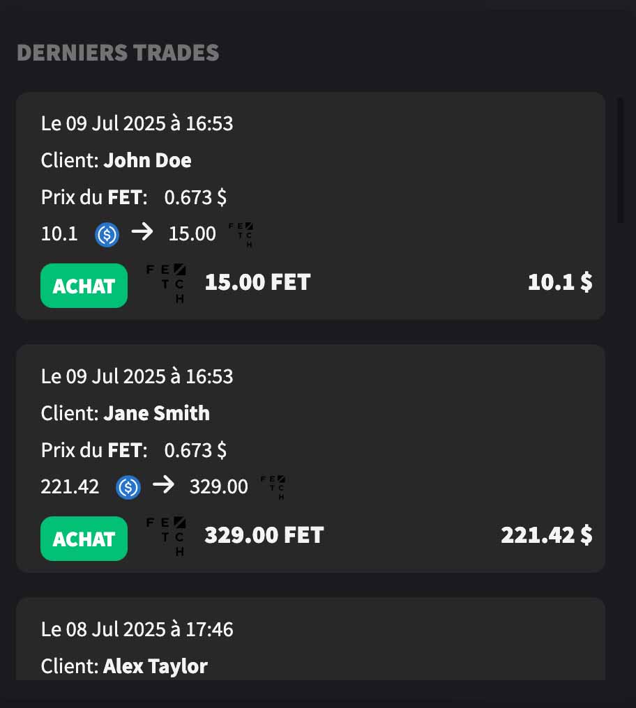 Historique des transactions
